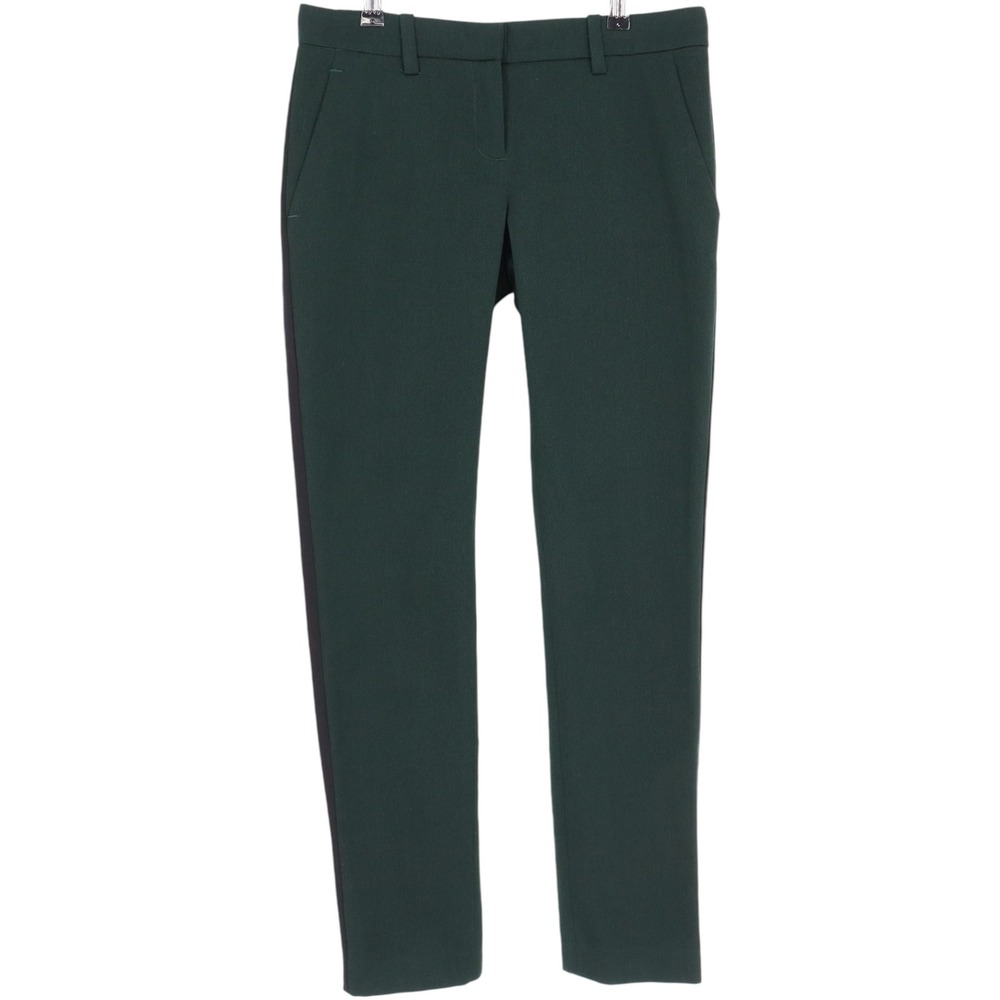 A.L.C. Womens Forest Green Wool Blend Tuxedo Stripe Slim Trousers Size 4